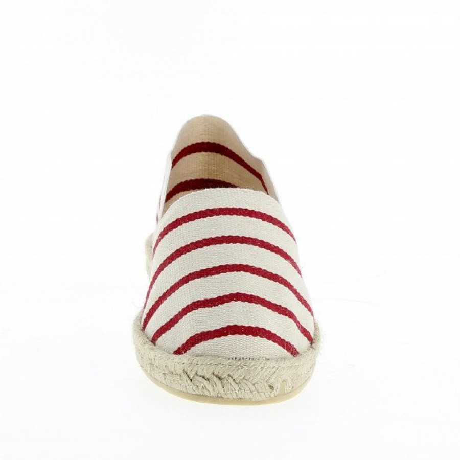 Espadrilles Maison de espadrille Cousu Machine | Souple Raye Ecru Rouge