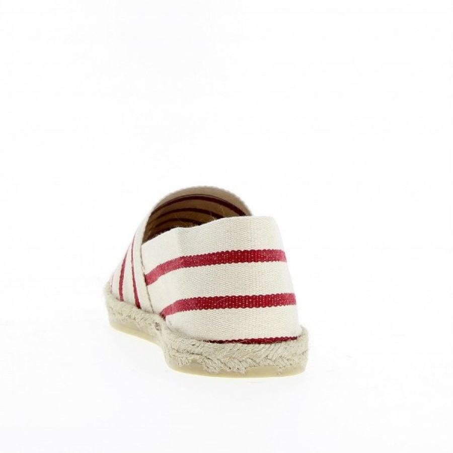 Espadrilles Maison de espadrille Cousu Machine | Souple Raye Ecru Rouge