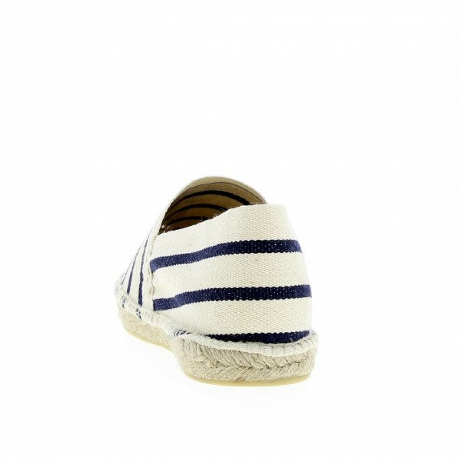 Espadrilles Maison de espadrille Cousu Main | Boucau 406 Ecru Marine Bleu