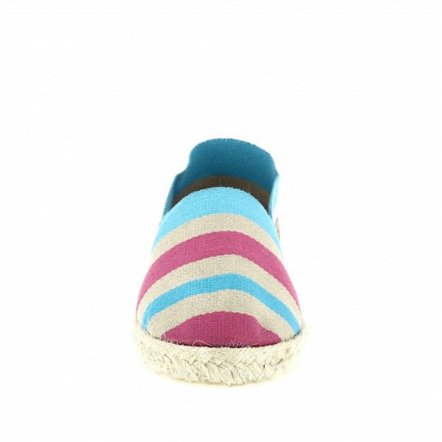 Espadrilles Maison de espadrille Cousu Machine | Souple Raye Willy Rose