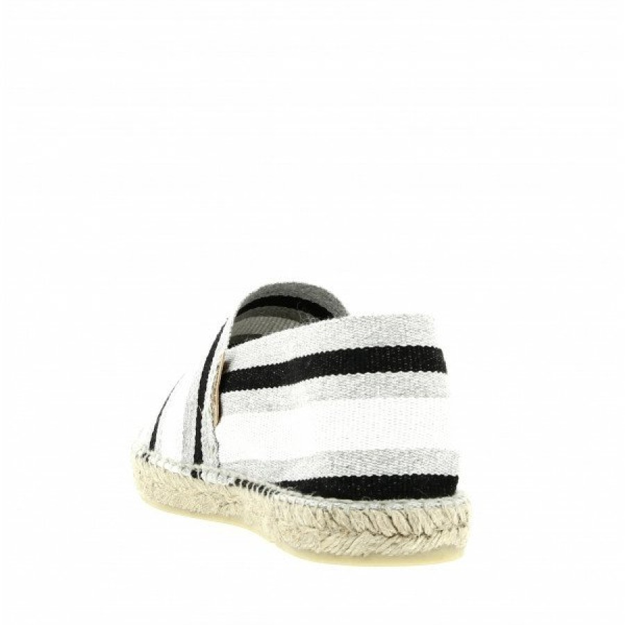 Espadrilles Maison de espadrille Cousu Main | Patin Raye Cindy Blanc